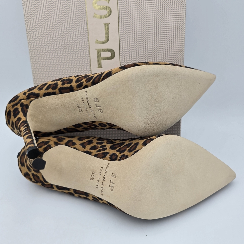 NIB SJP Sarah Jessica Parker Fawn Leopard Satin High-Heel Pumps, Italy35.5/US5.5 - Picture 9 of 16